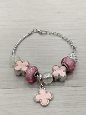 Pink Clover Charm Bracelet